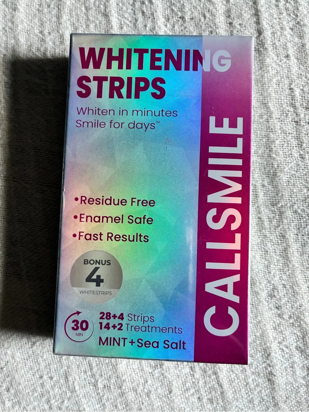 CALLSMILE Teeth Whitening Strips Mint + Sea Salt, Sensitive teeth 32 strips, NEW